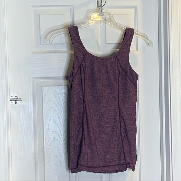 Lululemon Run Free Ruffle Tank Top Sz 8 Workout Athletic Heathered Plum Purple - Picture 7 of 8